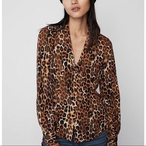 Express tie neck leopard blouse.
